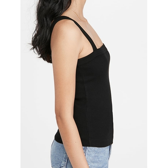 Citizens Of Humanity Florienne Tank Square Neck Rib Knit Fitted Black L NWT - Picture 7 of 15